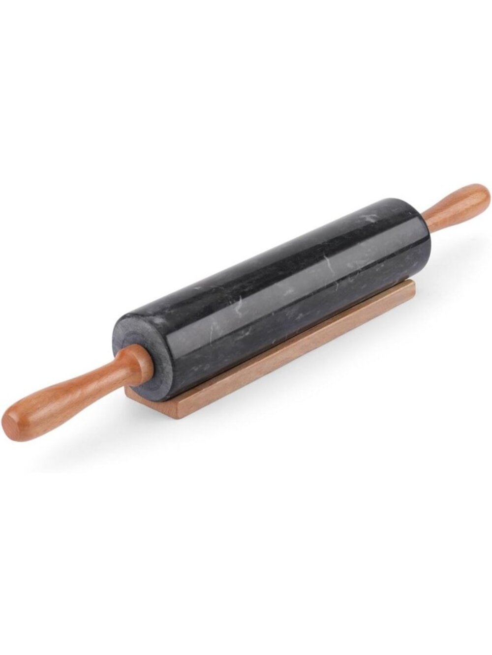 10-Inch Marble Rolling Pin with Wooden Handles & Cradle Stand for Baking Pastry